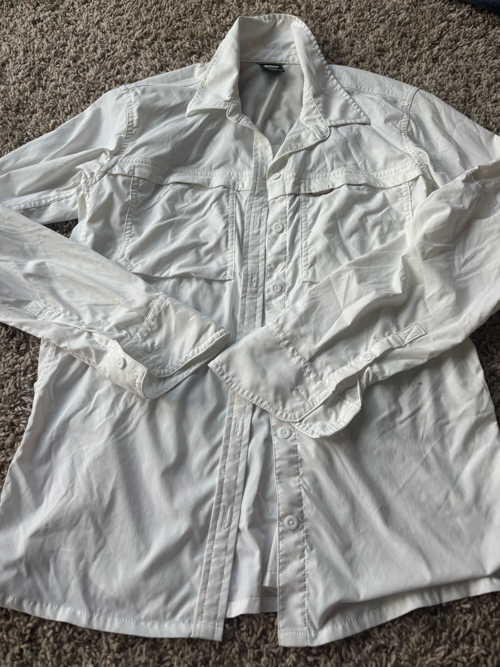REI White Performance Button-Front Shirt